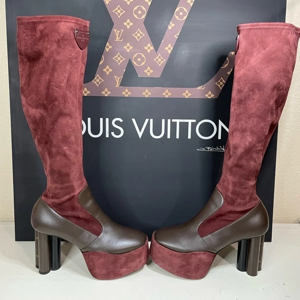 Louis Vuitton Boots LV Podium Platform Boots Authentic COA LV Tall Boots 🔥 - Picture 2 of 14